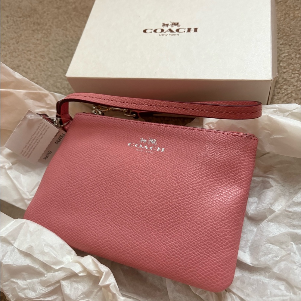 Coach Rose Leather Wristlet